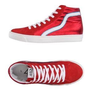 NEW! Quattrobarradodici  Red High Tops Sneakers